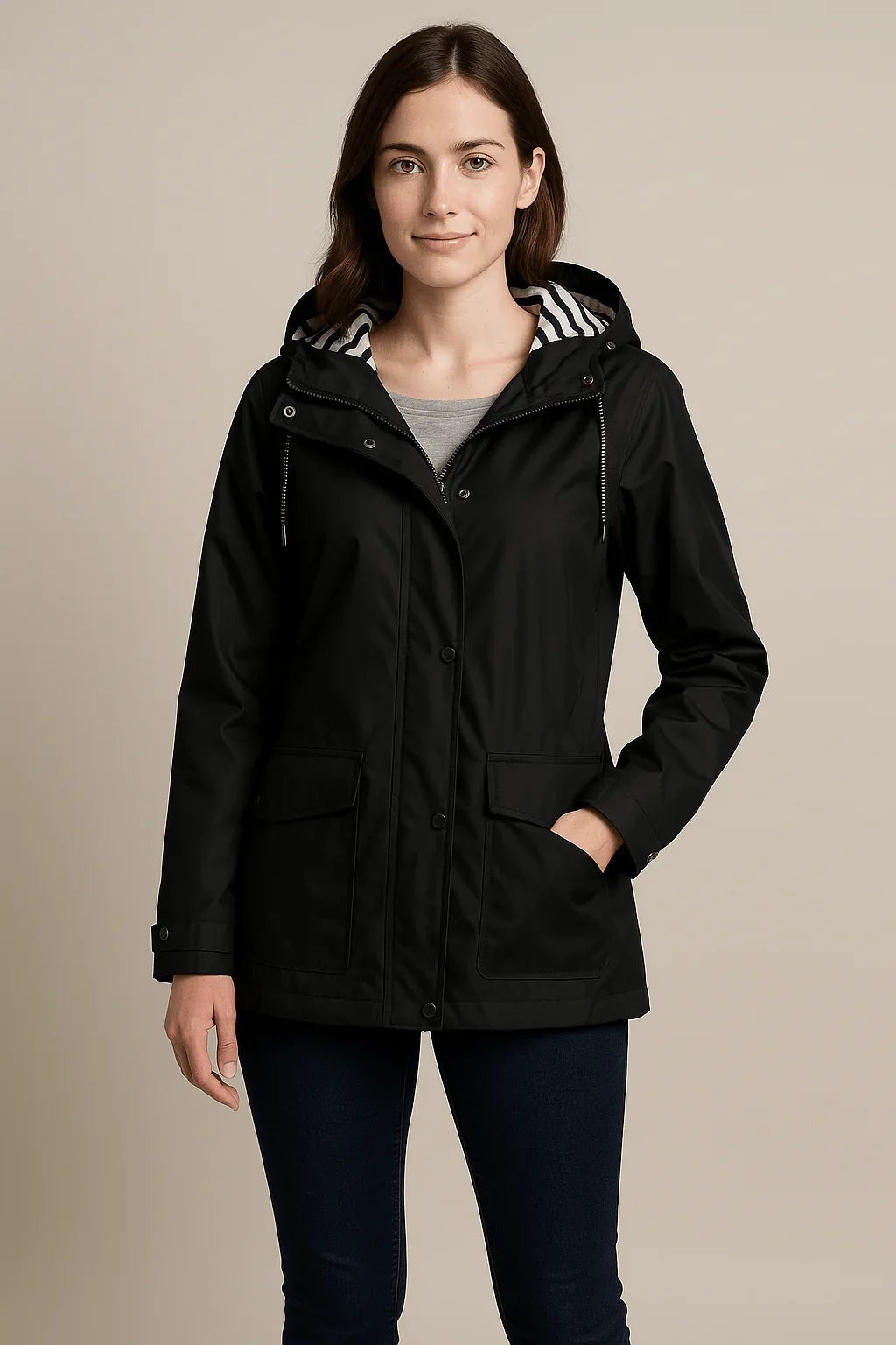 Kaia – Women’s Mid-Length Water-Resistant Raincoat – Adjustable Hood - photo 1