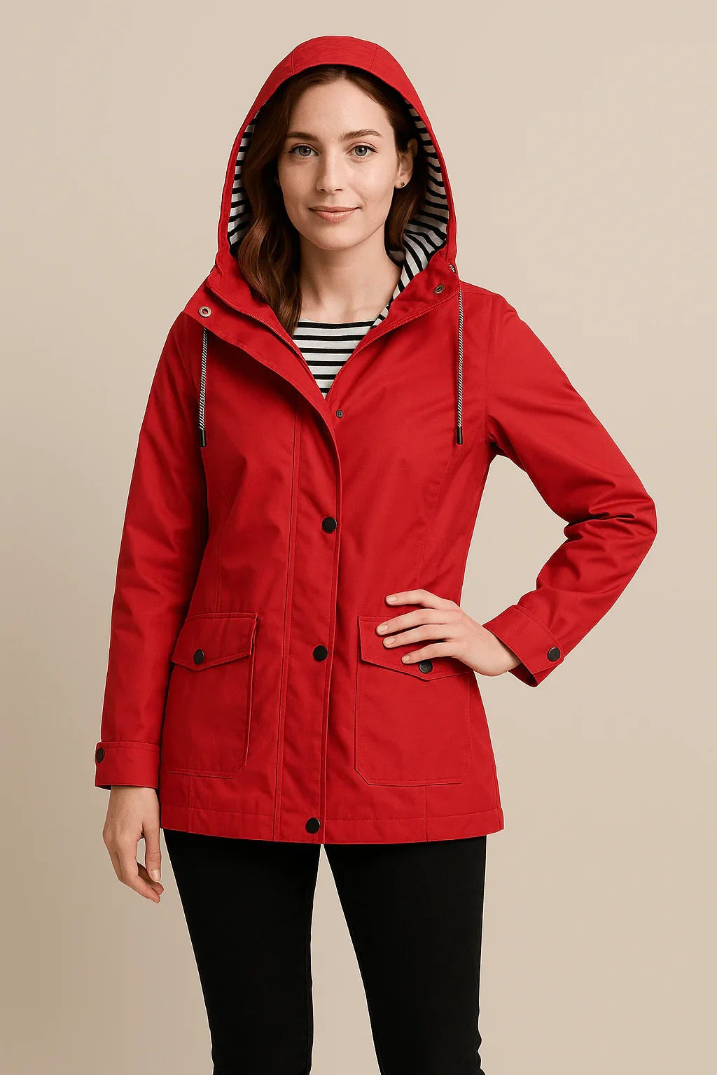 Kaia – Women’s Mid-Length Water-Resistant Raincoat – Adjustable Hood - photo 3