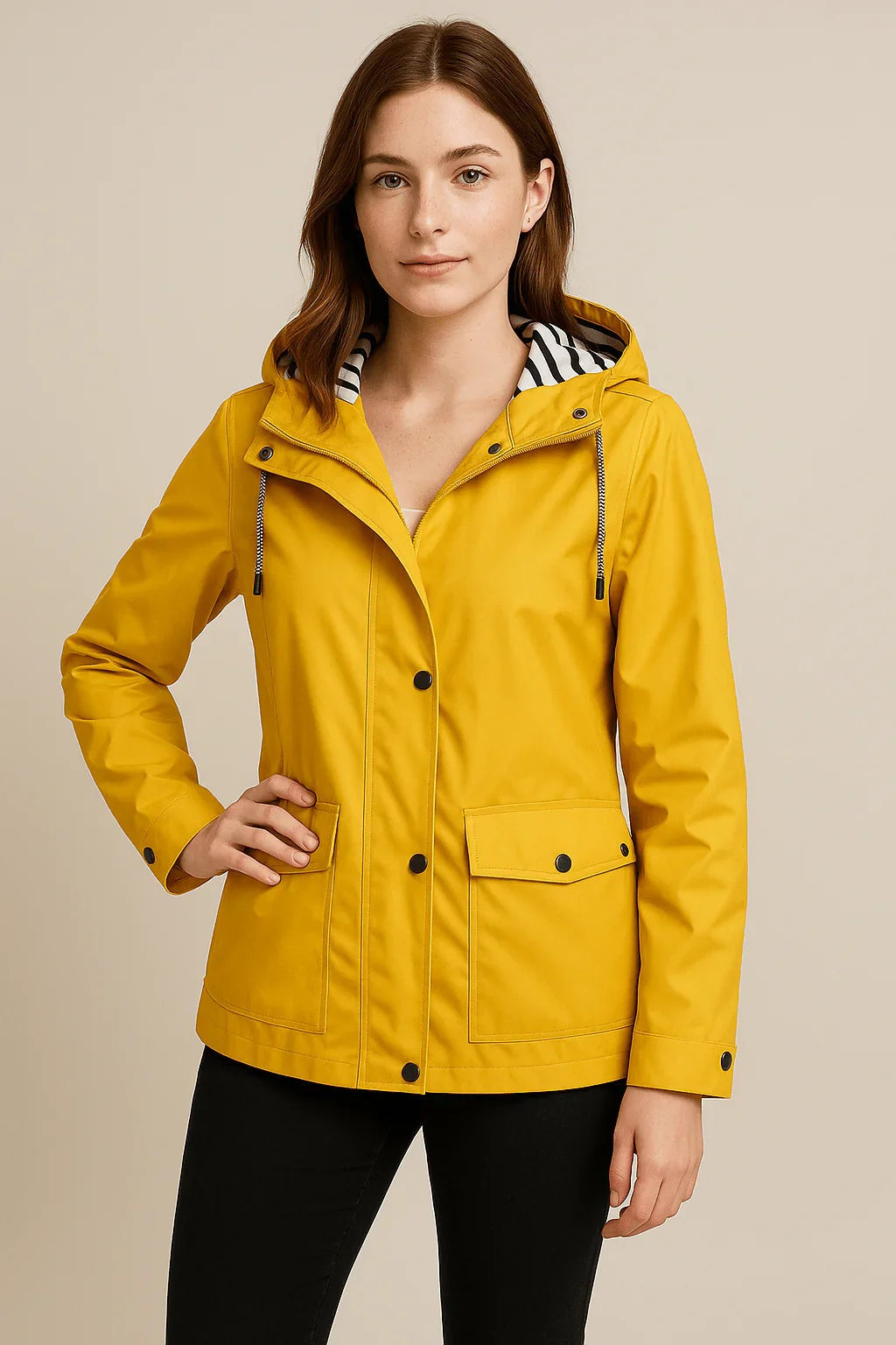 Kaia – Women’s Mid-Length Water-Resistant Raincoat – Adjustable Hood - photo 7