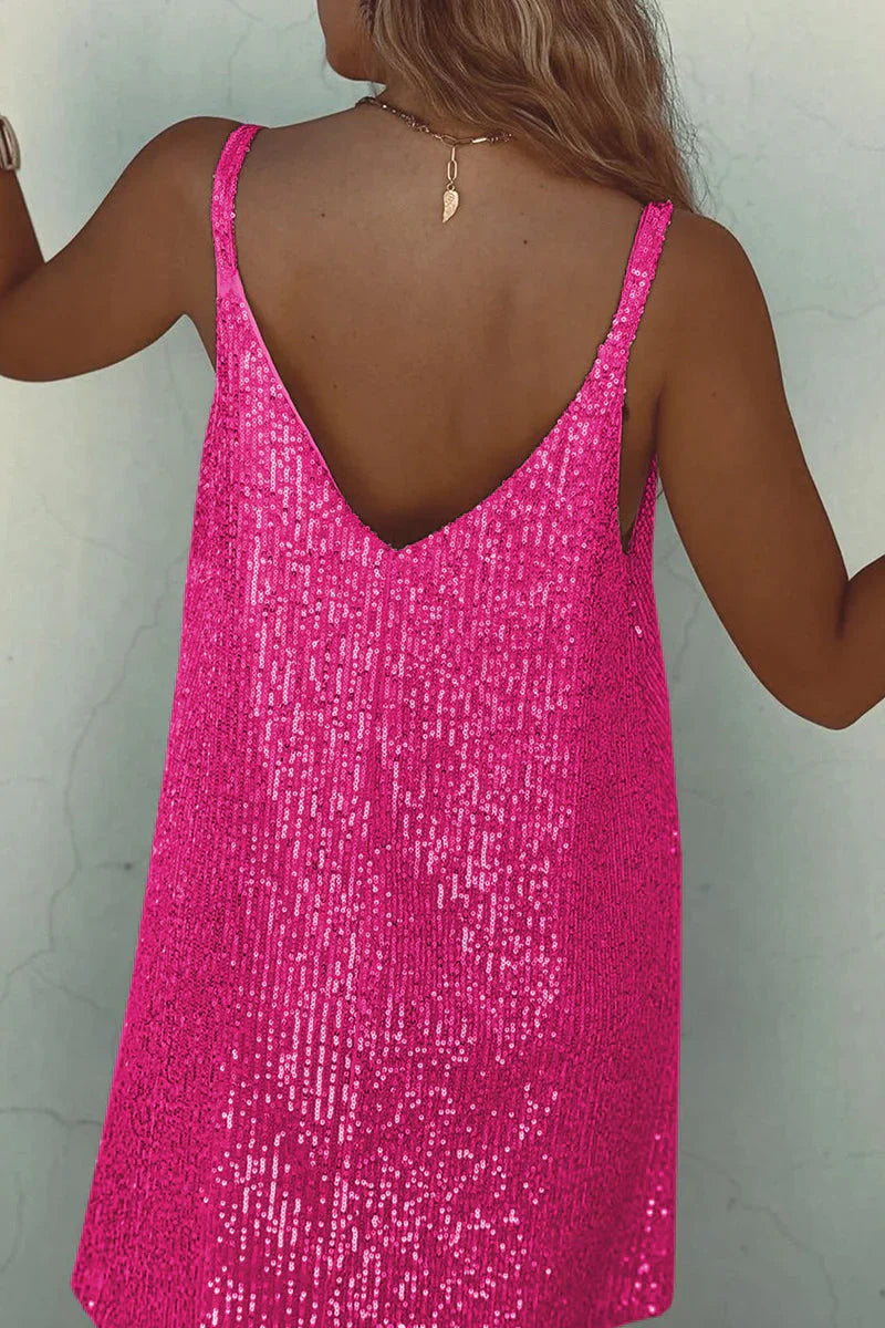Rochie mini cu paiete fără mâneci pentru damă