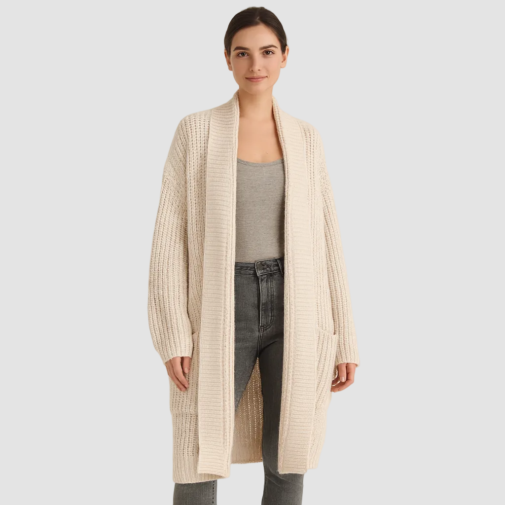 Perrine - Women's Longline Knit Cardigan with Pockets