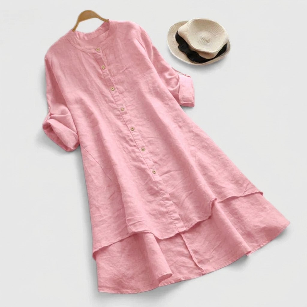 Women's Relaxed Fit Linen Midi Dress for Summer Holidays - photo 2