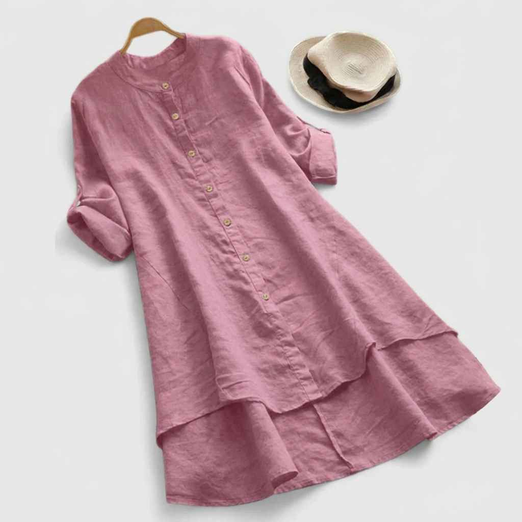 Women's Relaxed Fit Linen Midi Dress for Summer Holidays - photo 3