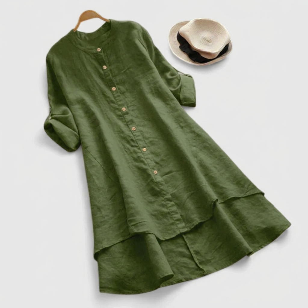 Women's Relaxed Fit Linen Midi Dress for Summer Holidays - photo 4