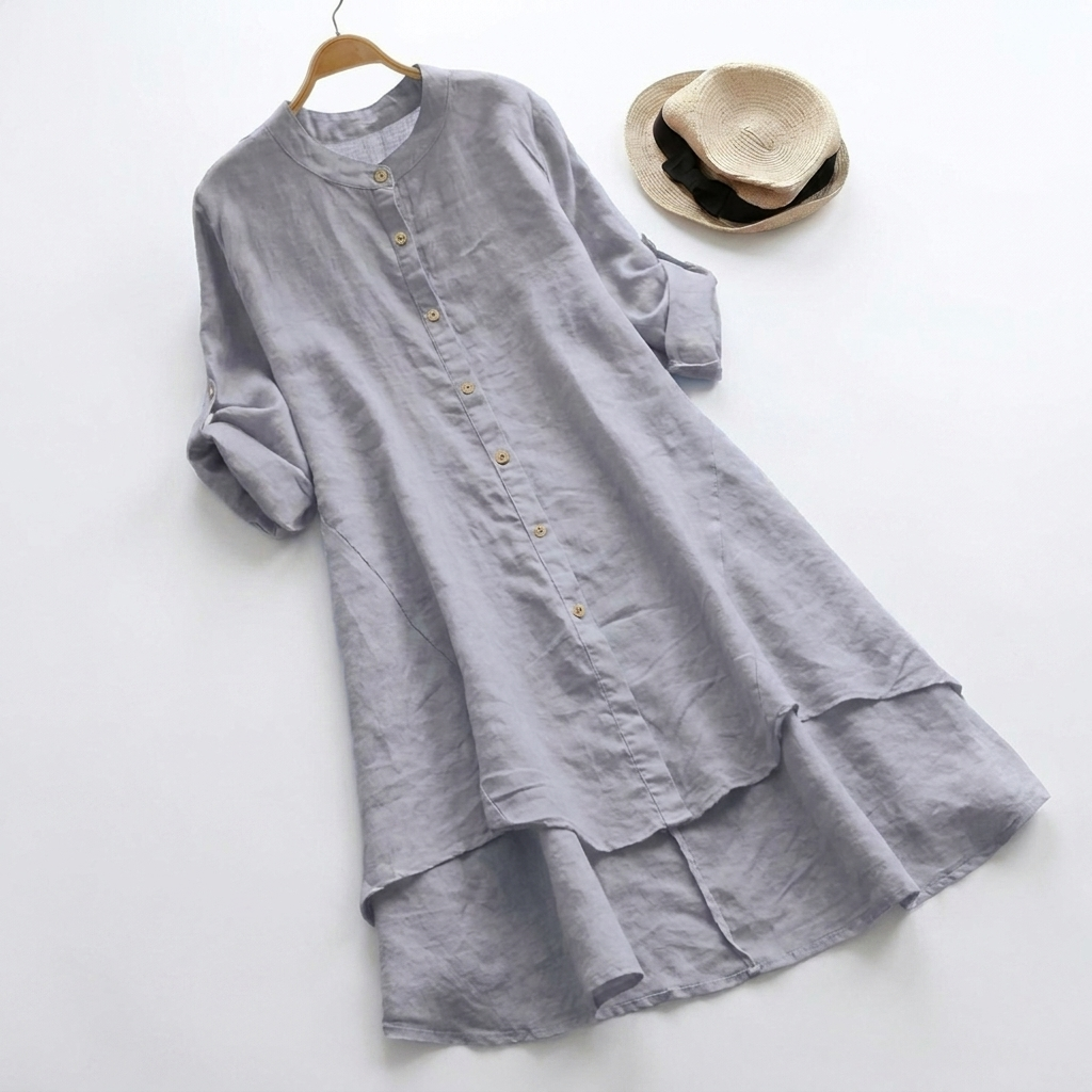 Women's Relaxed Fit Linen Midi Dress for Summer Holidays - photo 5