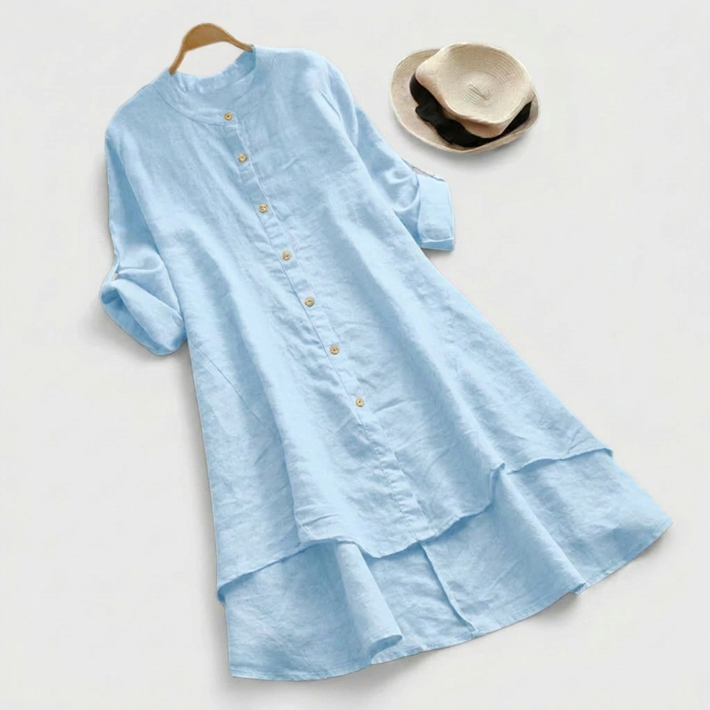 Women's Relaxed Fit Linen Midi Dress for Summer Holidays - photo 6
