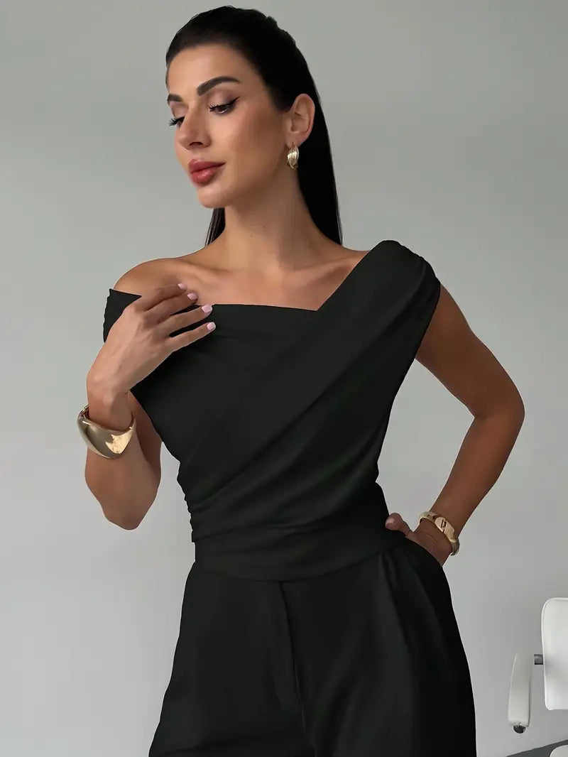 Women's Draped Shoulder Top for Evening Occasions - photo 11