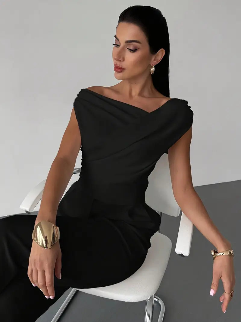 Women's Draped Shoulder Top for Evening Occasions - photo 13