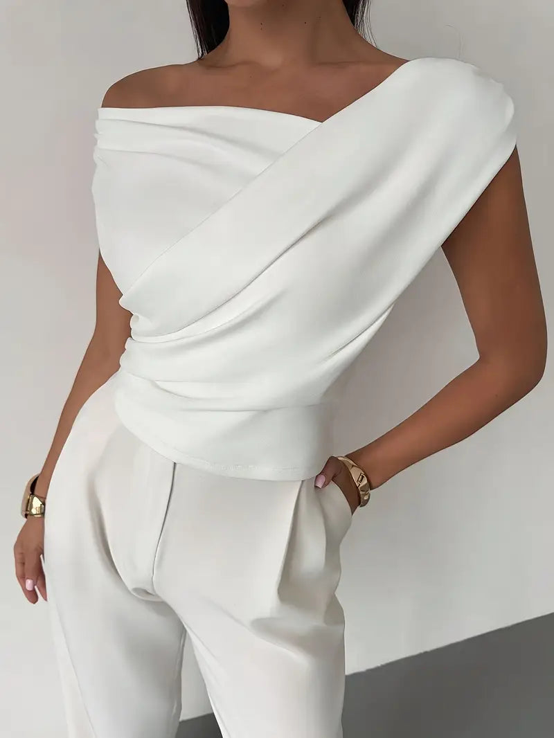 Women's Draped Shoulder Top for Evening Occasions - photo 8