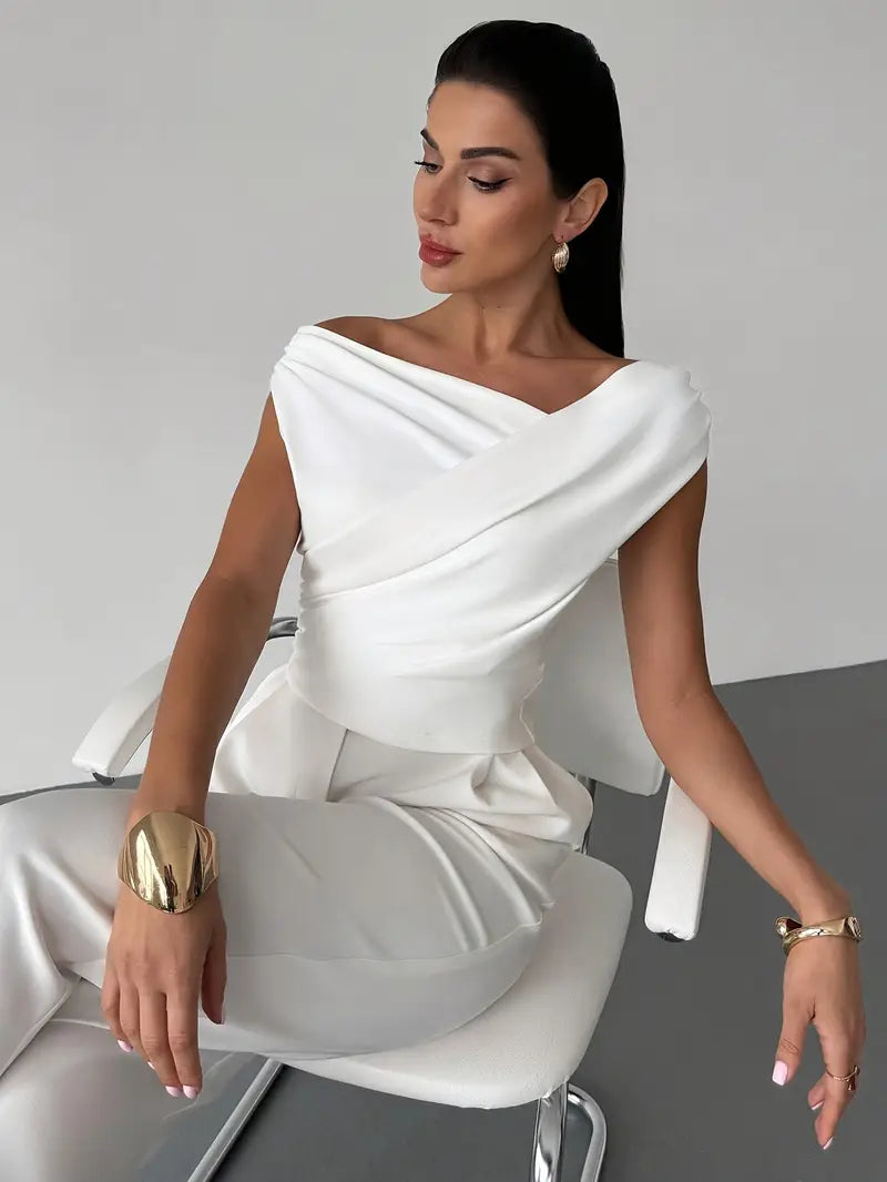 Women's Draped Shoulder Top for Evening Occasions - photo 6