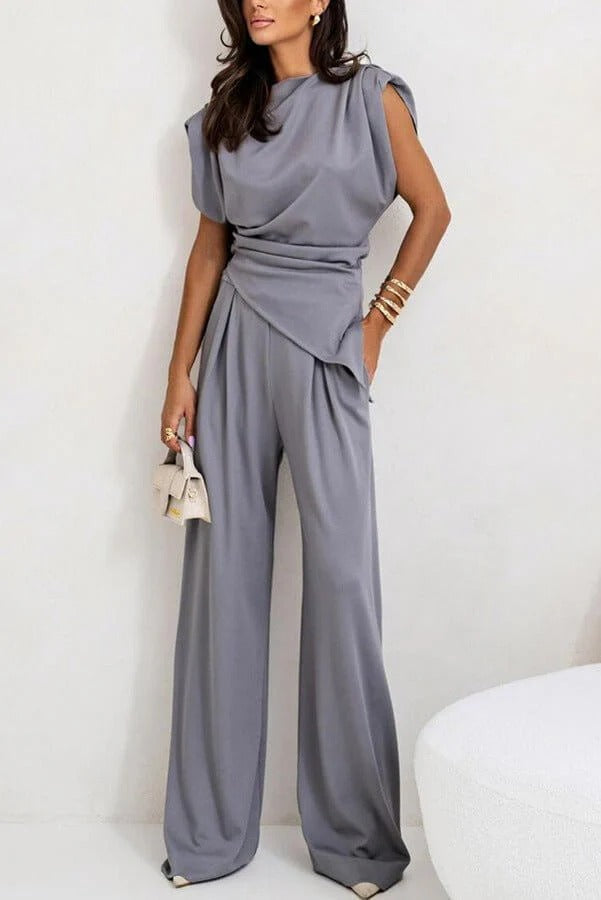 Women's Light Grey Two Piece Trouser Suit for Weddings and Work - photo 1