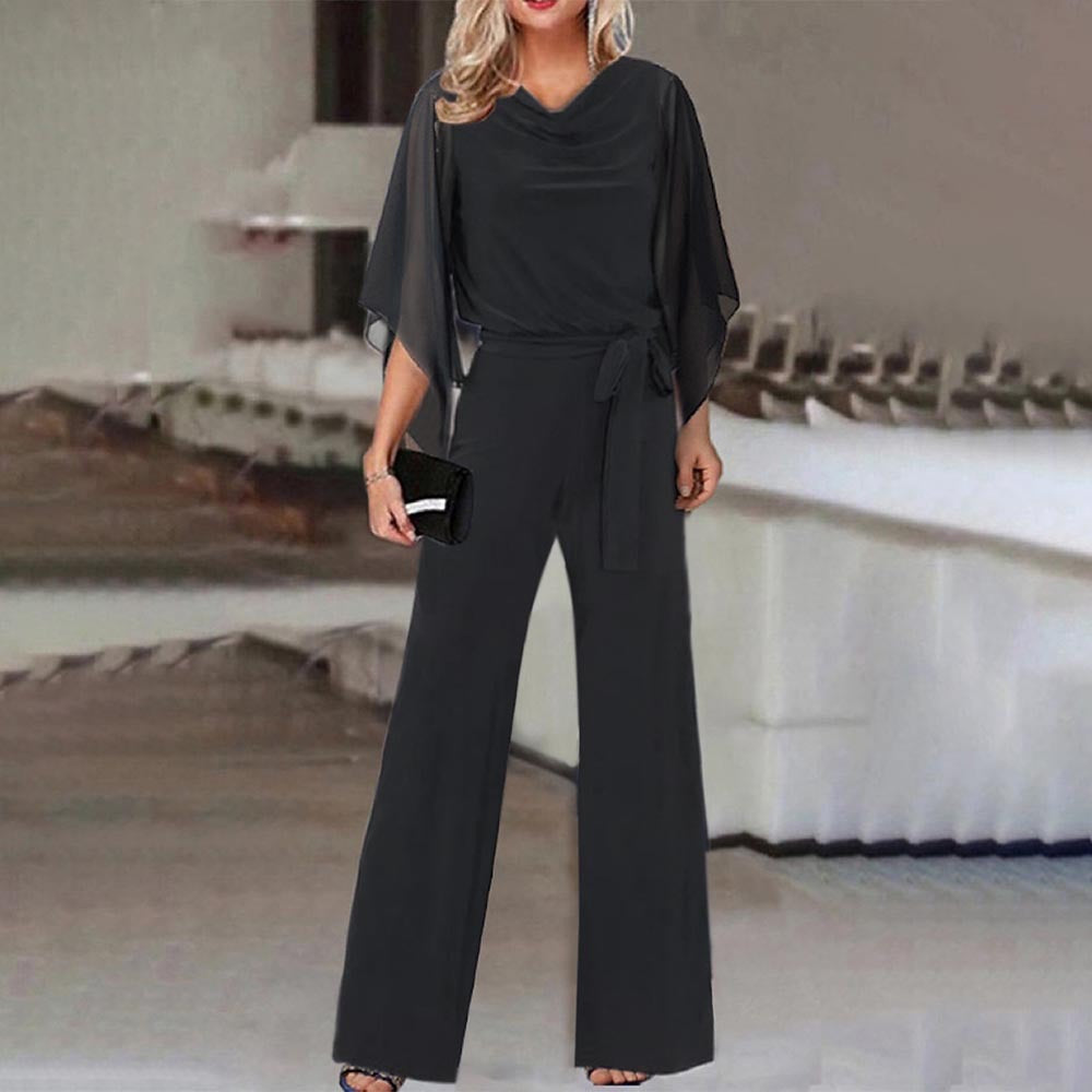 Women's Chiffon Sleeve Wide Leg Wedding Guest Jumpsuit
