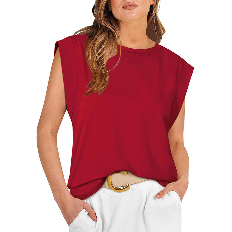 Women's Sleeveless Boxy Top with Extended Shoulders