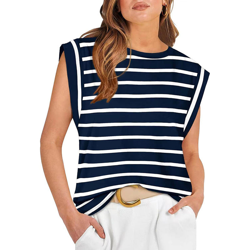 Women's Sleeveless Boxy Top with Extended Shoulders