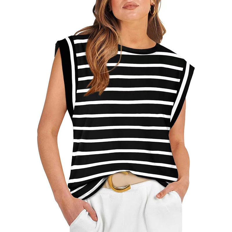 Women's Sleeveless Boxy Top with Extended Shoulders