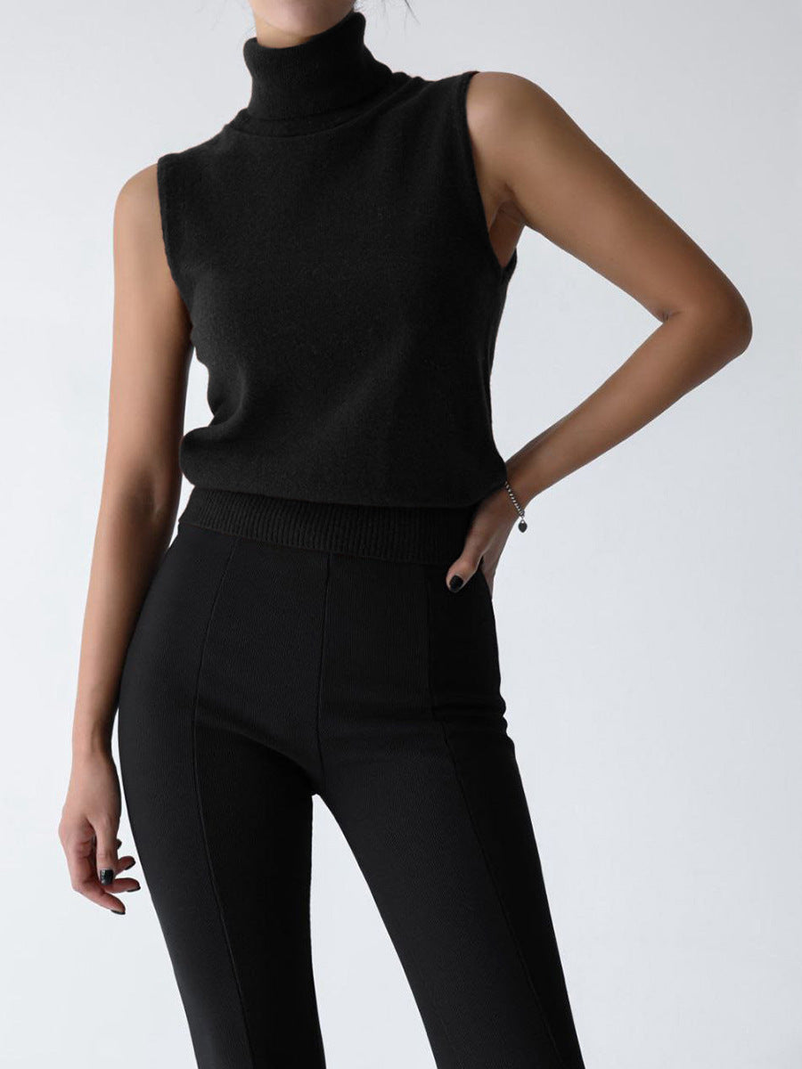 Women's Sleeveless Knit Mock Neck Top with Slim Fit - photo 5