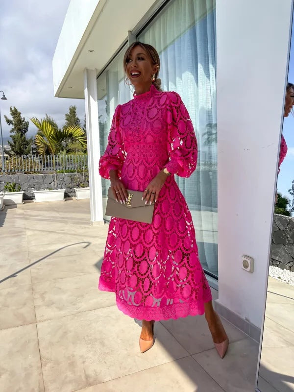Rochie mulată șic din dantelă, pentru femei - croială elegantă