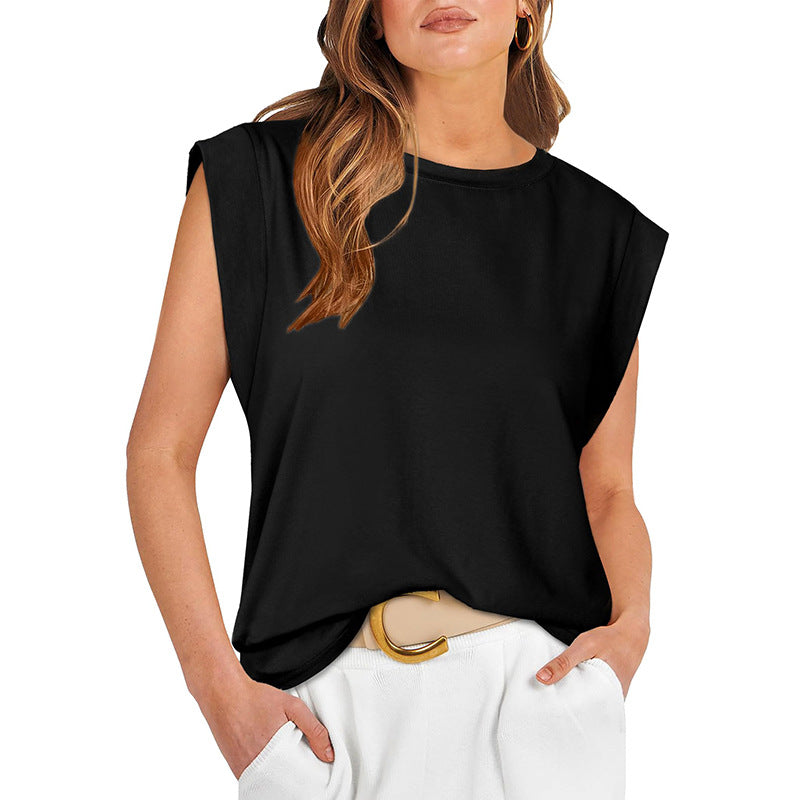 Women's Sleeveless Boxy Top with Extended Shoulders