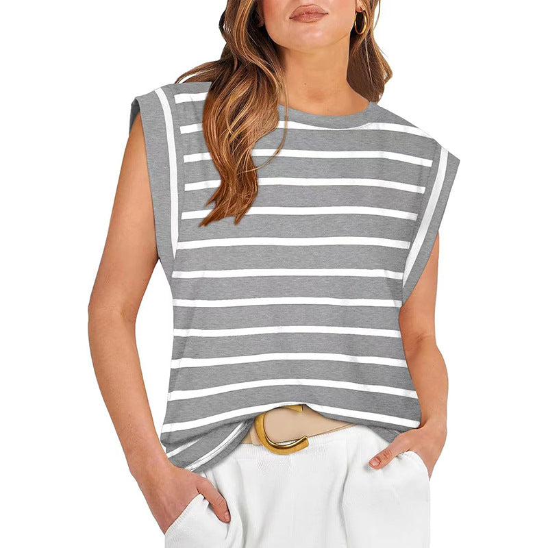 Women's Sleeveless Boxy Top with Extended Shoulders