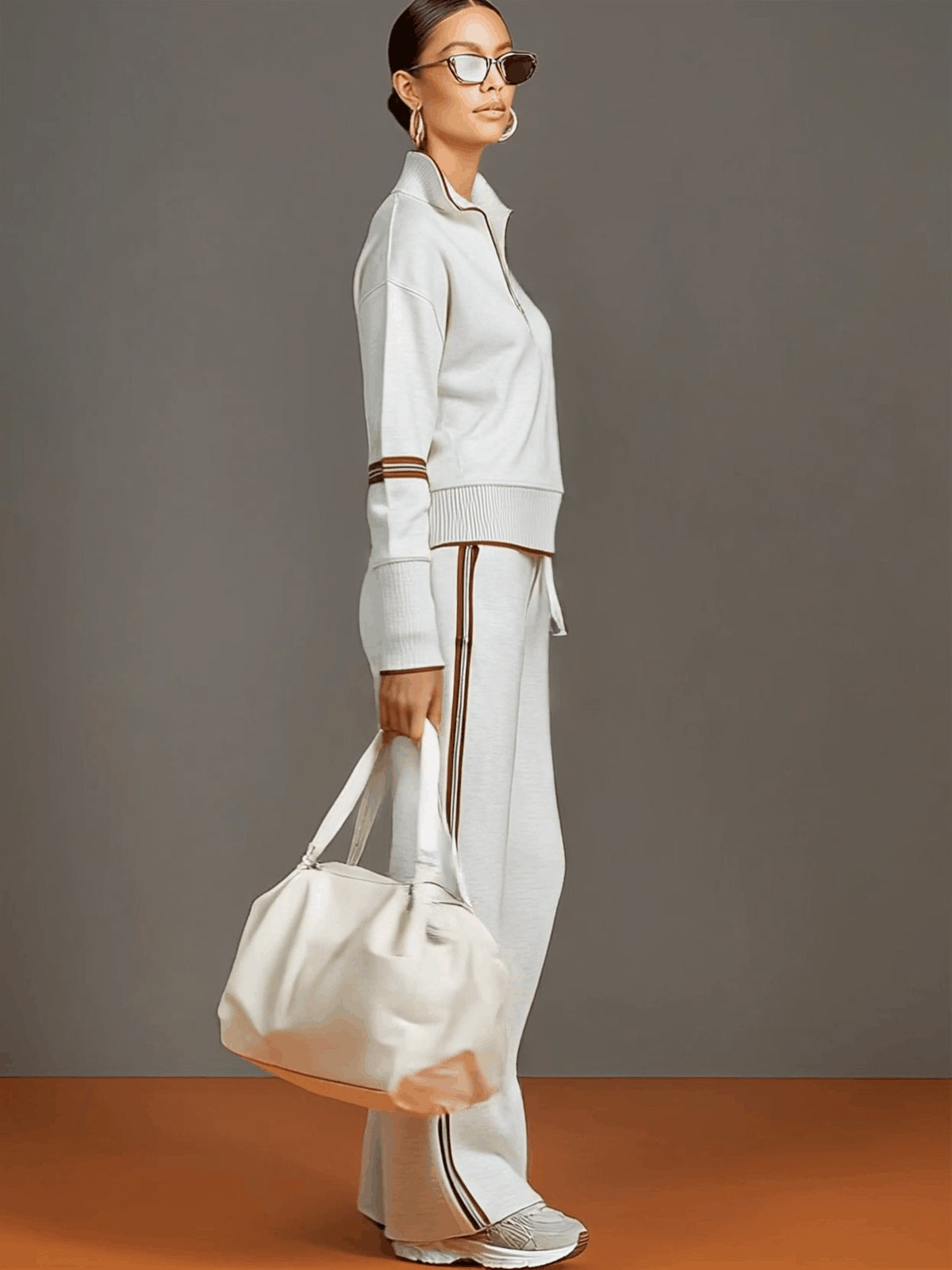 Women's Half-Zip Sweatshirt & Wide-Leg Trouser Co-Ord Set - photo 3