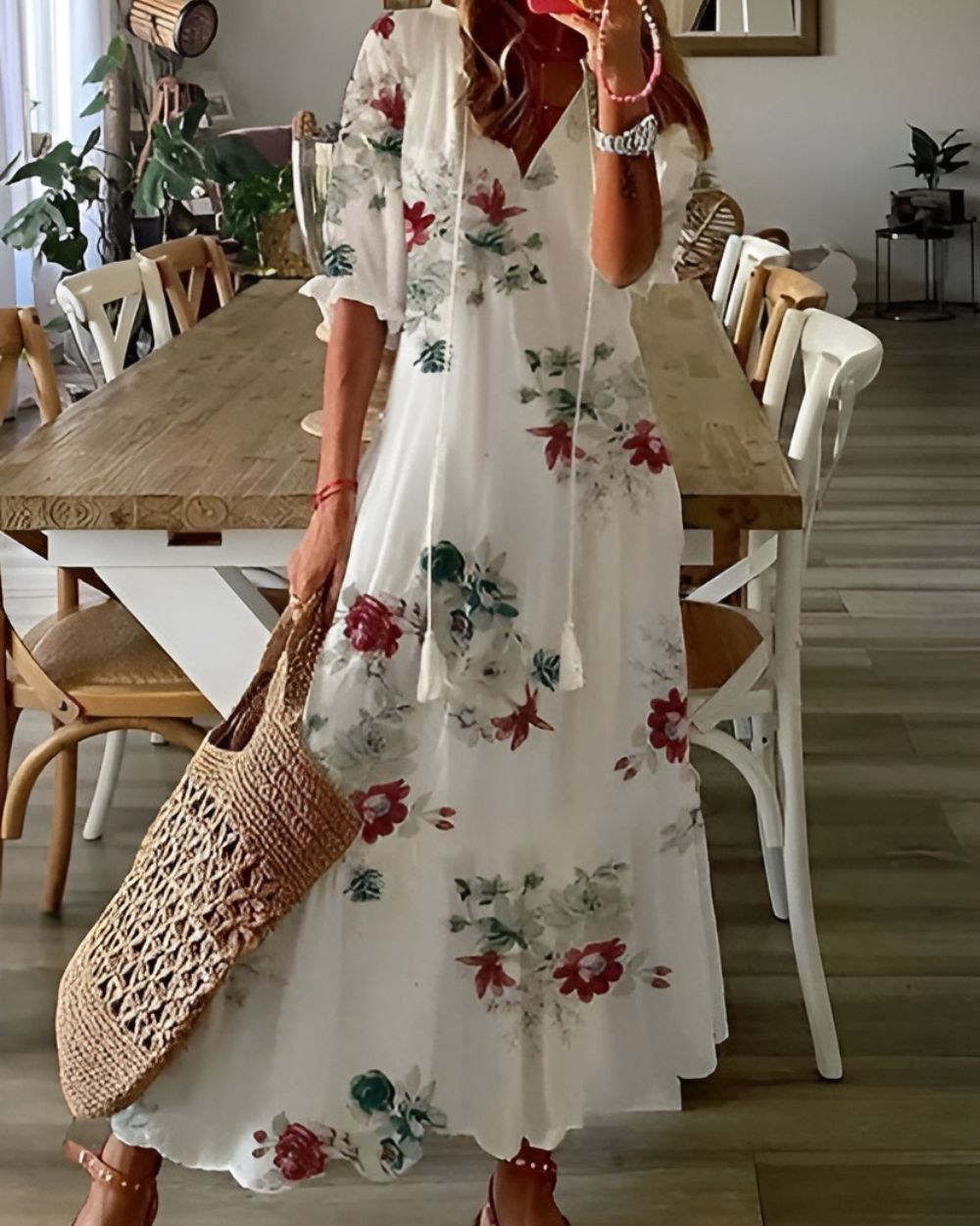 Isla | Maxi abito bohémien da donna con scollo a V