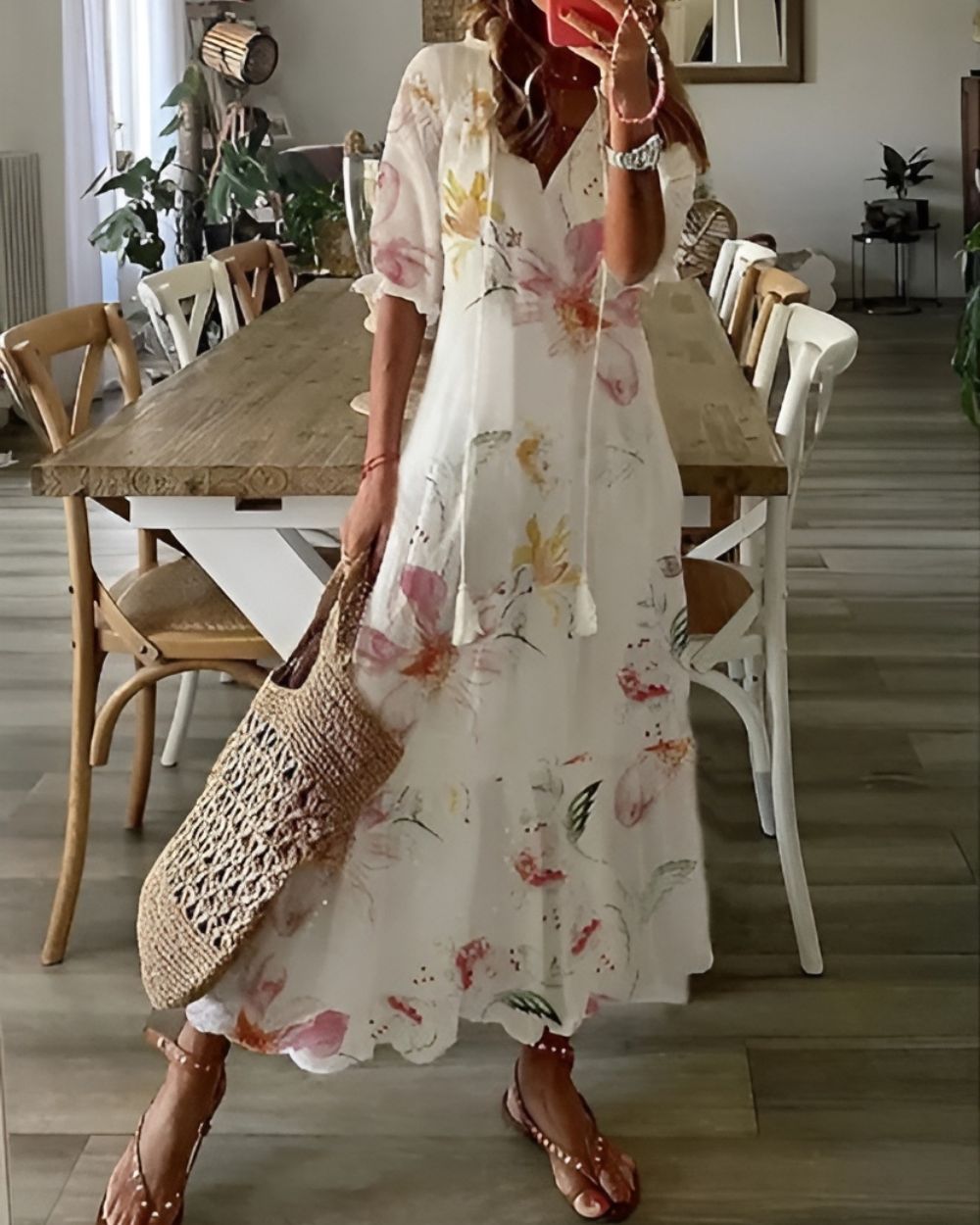 Isla | Maxi abito bohémien da donna con scollo a V