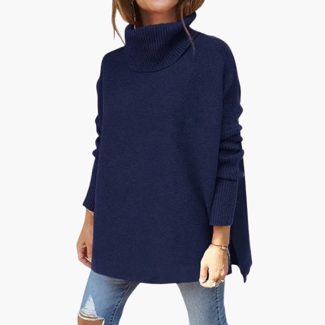 Women's Turtleneck Knit Sweater with Oversized Fit - photo 1