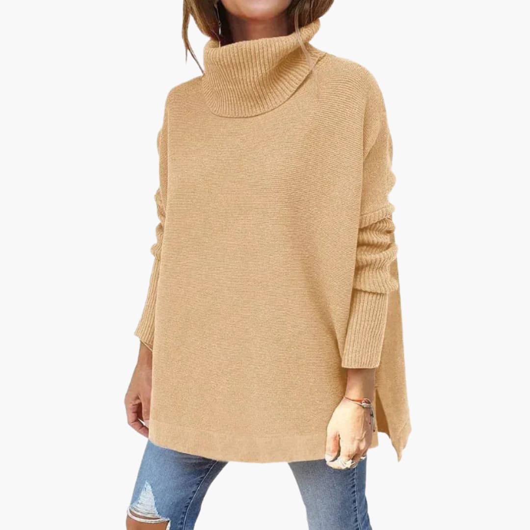 Women's Turtleneck Knit Sweater with Oversized Fit - photo 2