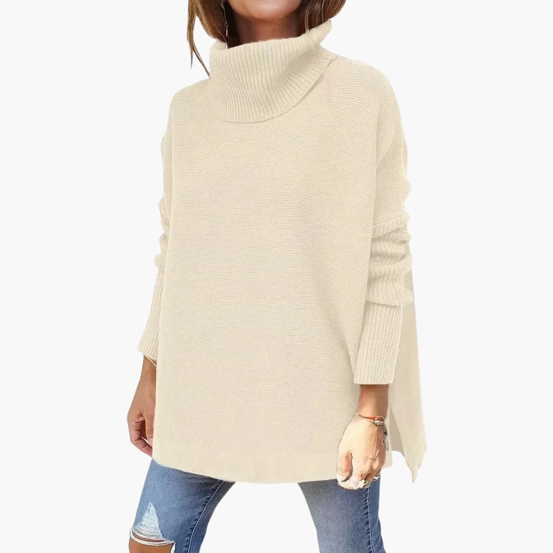 Women's Turtleneck Knit Sweater with Oversized Fit - photo 3