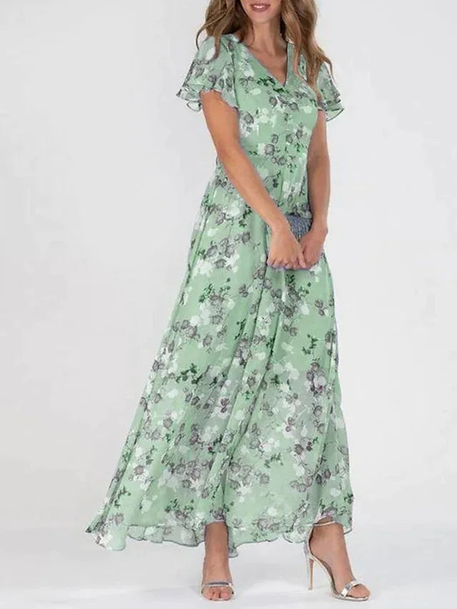 Robe Maxi Mousseline Floral Élégante pour Femme