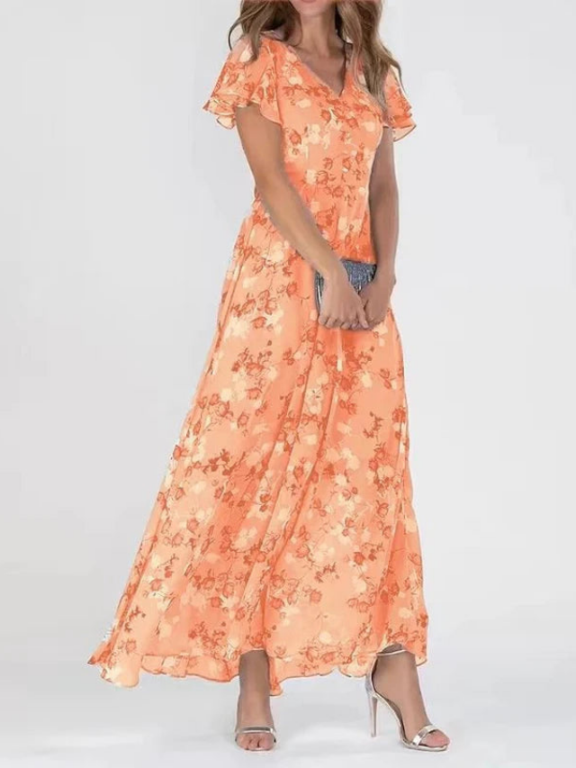 Robe Maxi Mousseline Floral Élégante pour Femme