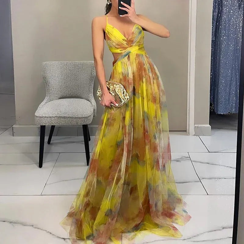 Elegant Women's Maxi Wedding Guest Dress with V-Neck - photo 4