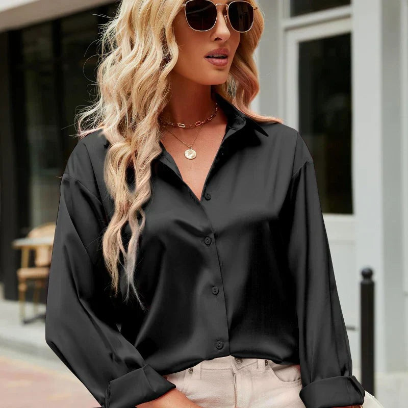 Bonita - Women's Satin Blouse with Relaxed Drape