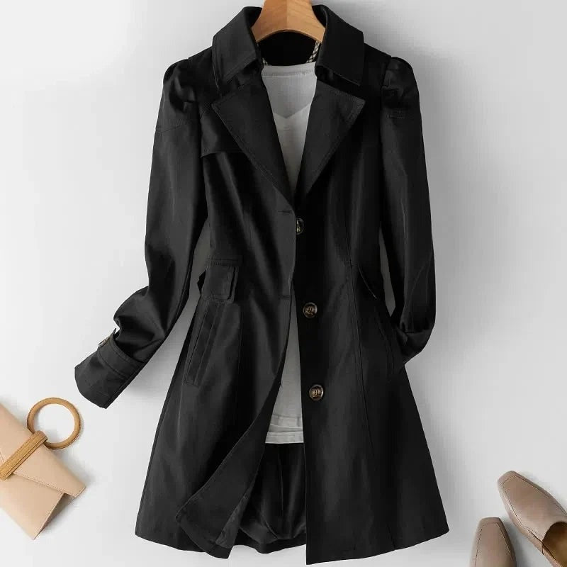 Novelle - Women's Cotton Blend Trench Coat with Buttoned Cuffs - photo 2