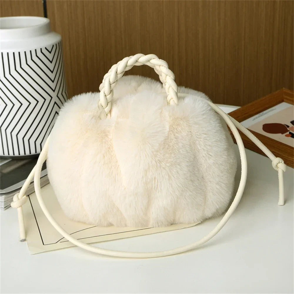Rosamel - Women's Faux Fur Shoulder Bag with Round Handle
