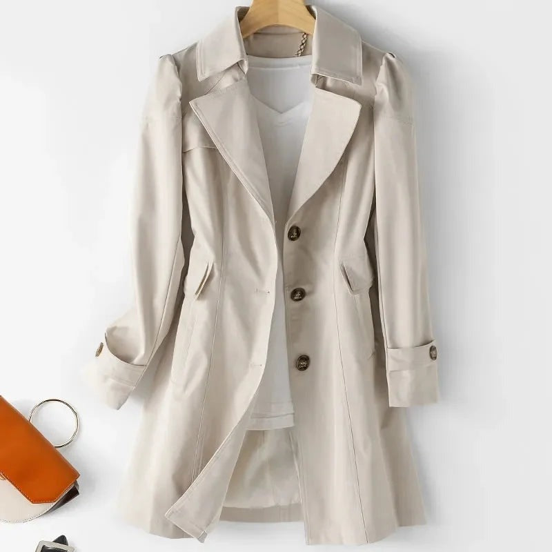 Novelle - Women's Cotton Blend Trench Coat with Buttoned Cuffs - photo 4