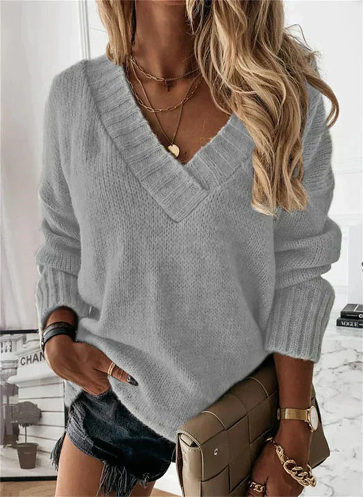 Women's Soft V-Neck Knit Sweater - photo 6