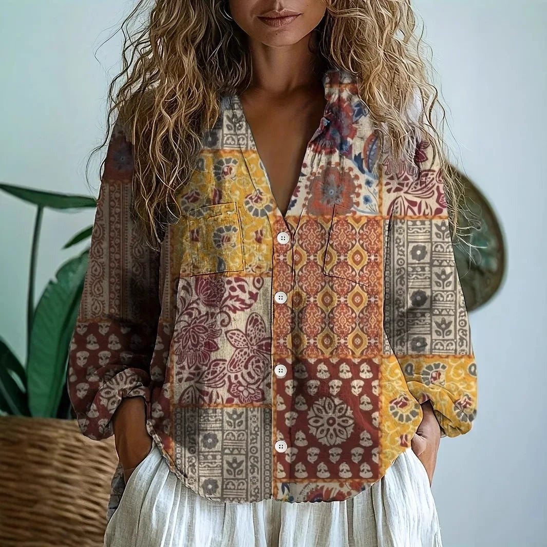 Women’s Boho Vintage Floral Printed Blouse - photo 8