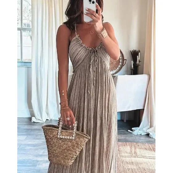 Women's Elara Lightweight Flowy Pleated Summer Maxi Dress - photo 9