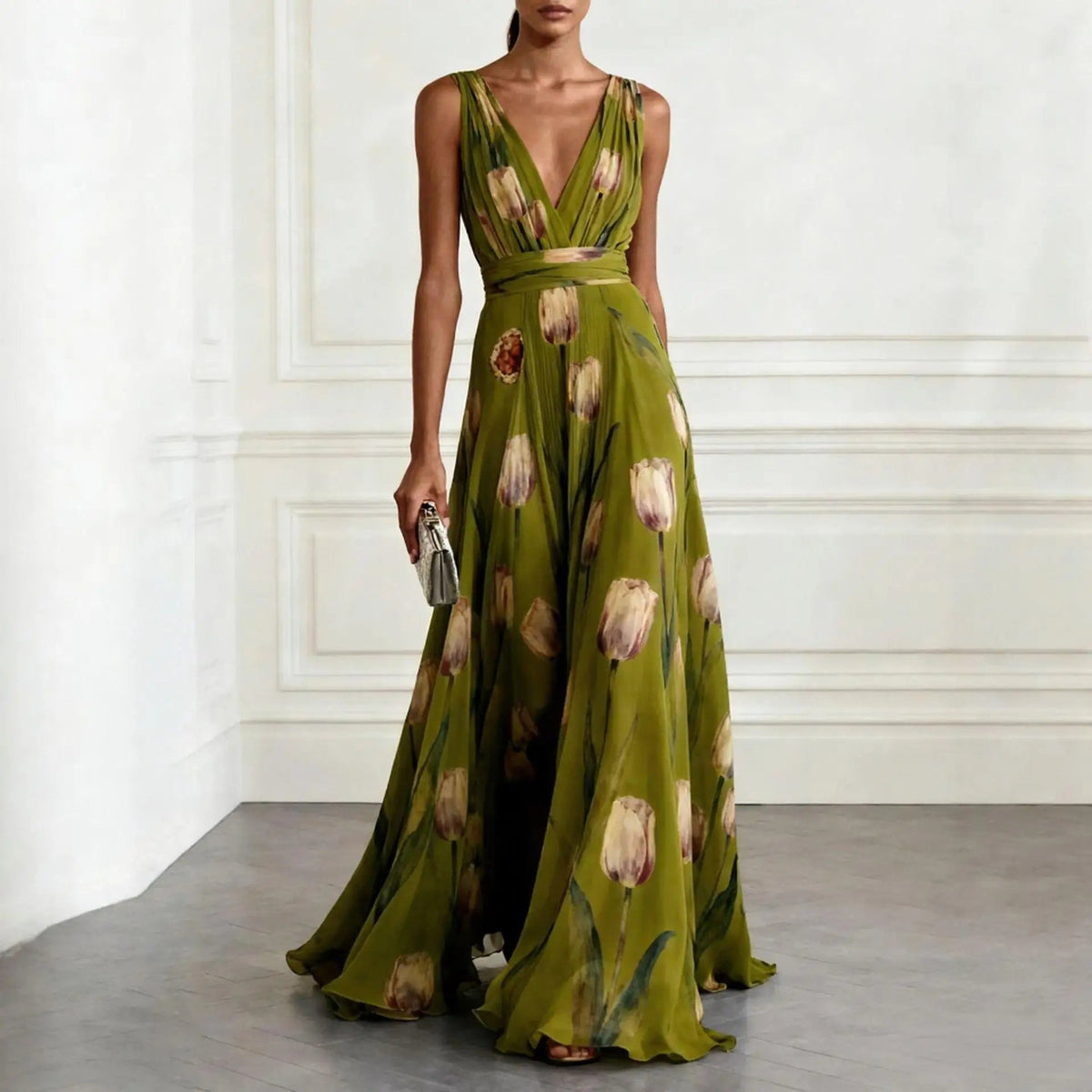 Quinn - Women's Floral V-Neck Wedding Guest Maxi Dress - photo 4