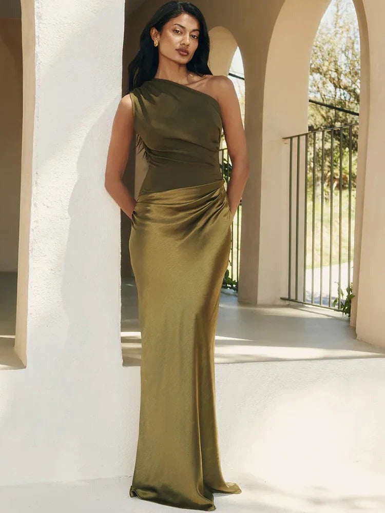Eliza - Women's One-Shoulder Patchwork Maxi Dress - photo 3