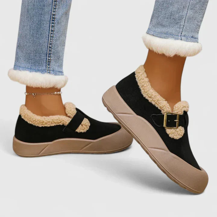 Merewyn - Women's Shearling Lined Clogs with Buckle Strap