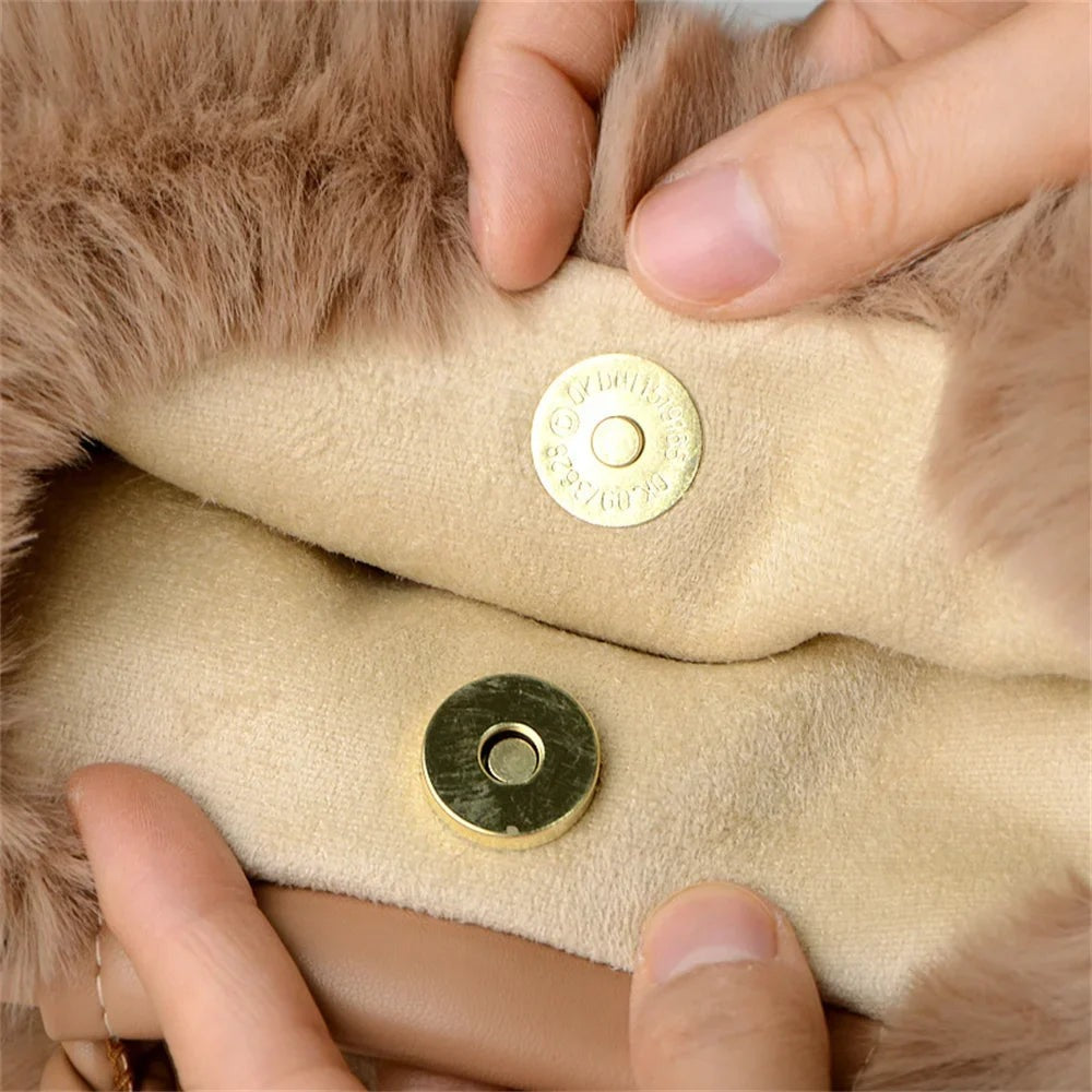 Rosamel - Women's Faux Fur Shoulder Bag with Round Handle