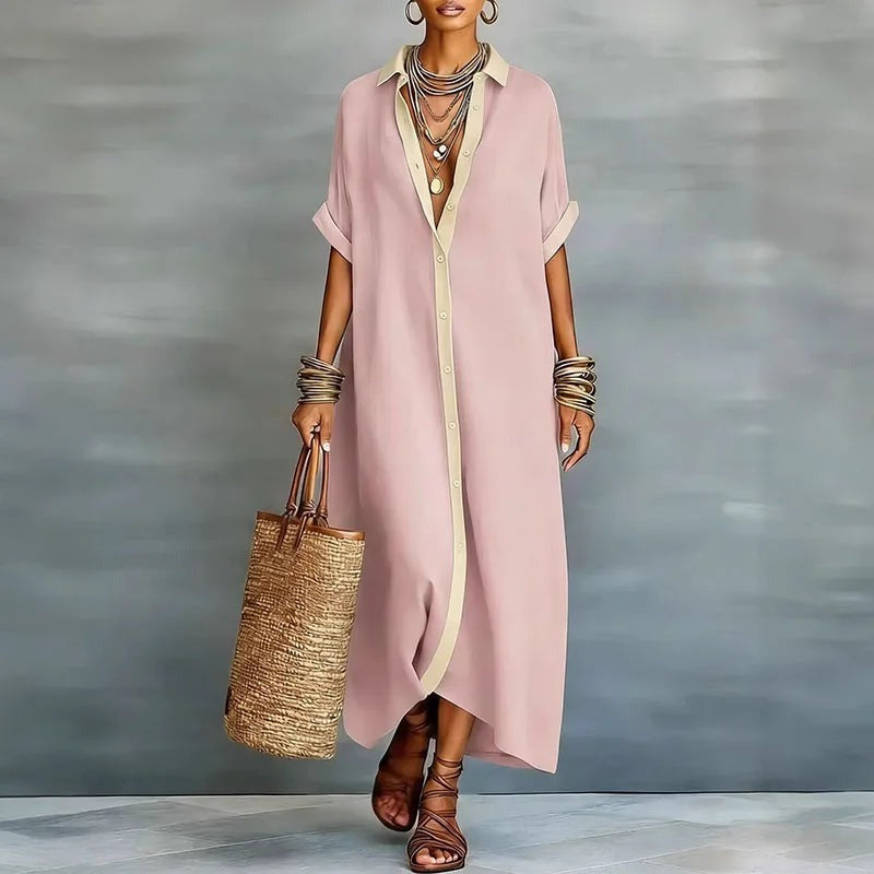 Larienne - Women's Linen Shirt Maxi Sundress - photo 8