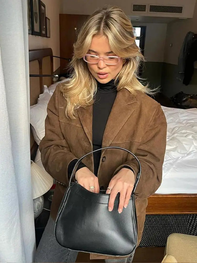Blazer Femme Effet Suédine Oversize