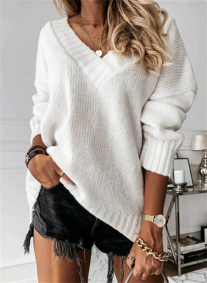 Women's Soft V-Neck Knit Sweater - photo 8