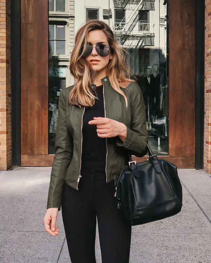 Selma - Women's Leather Biker Jacket with Fitted Cut