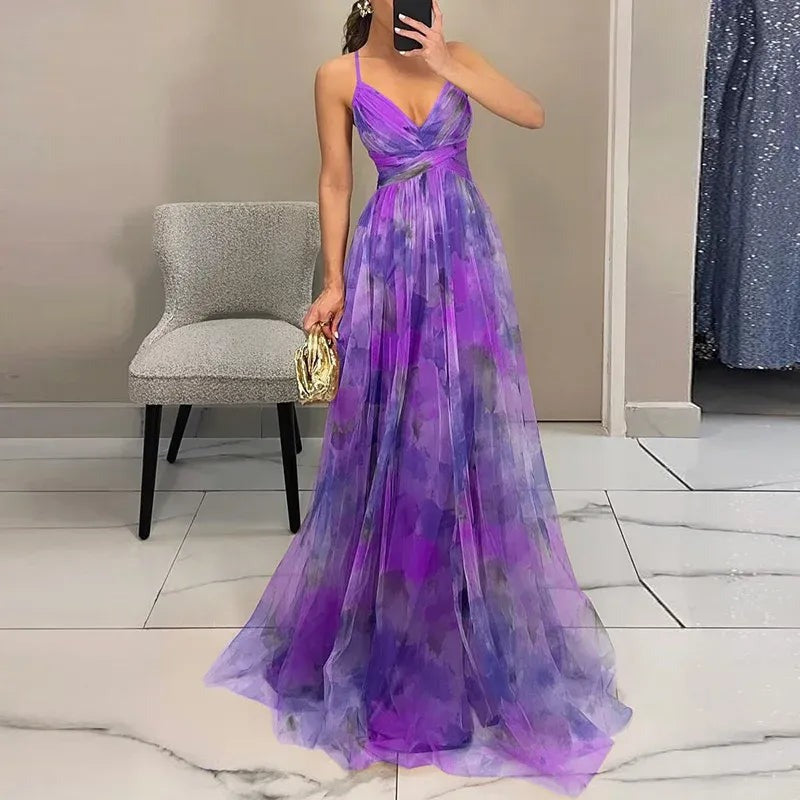 Elegant Women's Maxi Wedding Guest Dress with V-Neck - photo 6