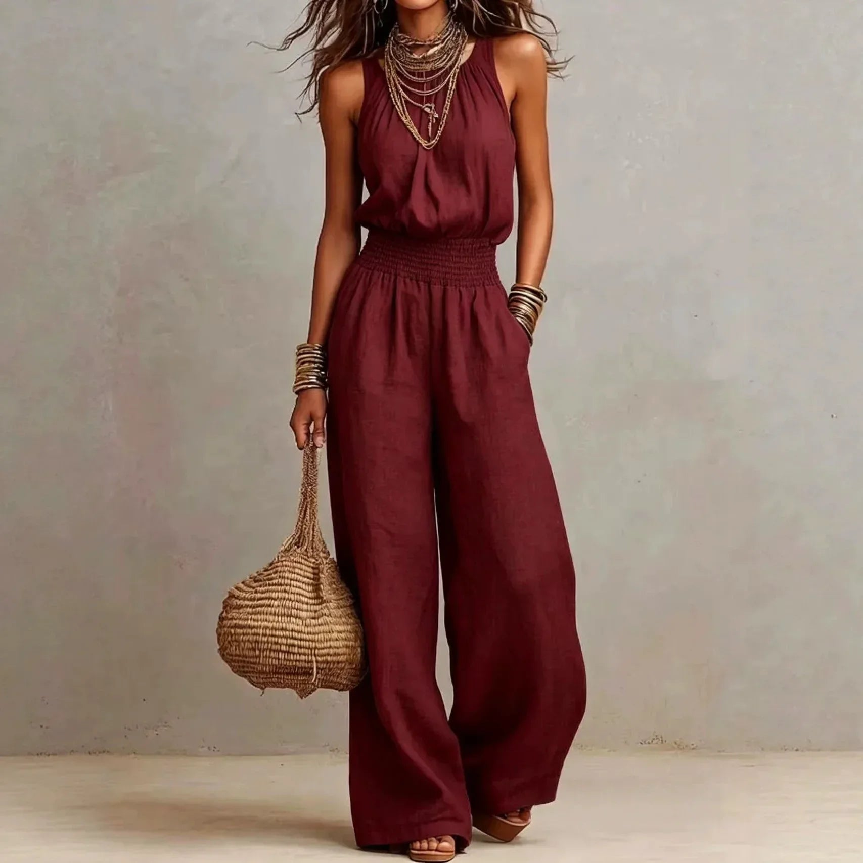 Women's Sleeveless Wide Leg Jumpsuit - photo 4