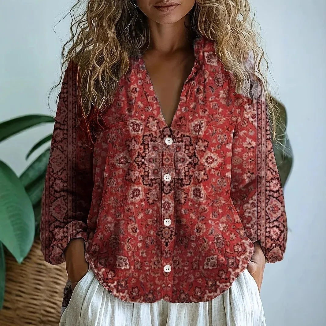 Women’s Boho Vintage Floral Printed Blouse - photo 6
